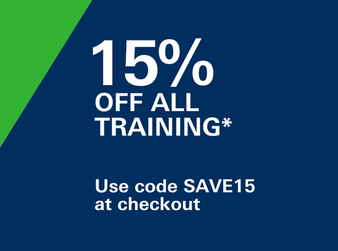 15% off all training*. Use code: SAVE15.