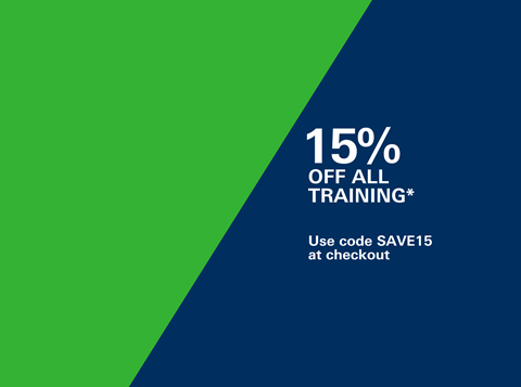 15% off all training*. Use code: SAVE15.